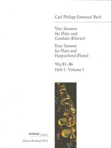 BACH, C.PH.E. - VIER SONATEN FÜR FLÖTE UND CEMBALO (KLAVIER) Wq 83-84 HEFT I URTEXT (BRAUN / PETRENZ)