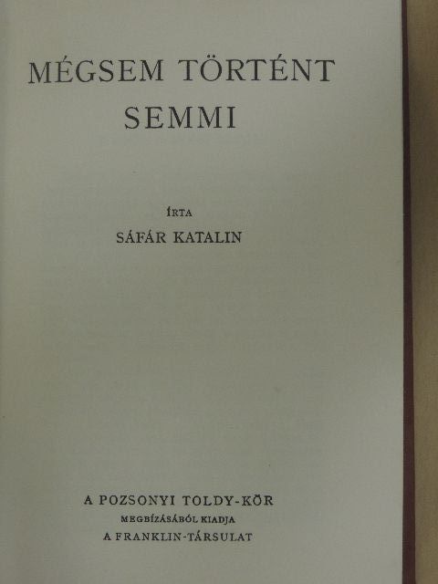 Sáfár Katalin - Mégsem történt semmi [antikvár]