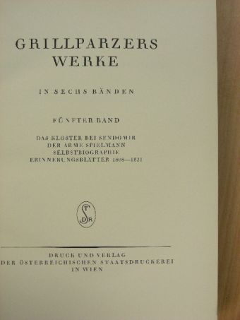 Franz Grillparzer - Grillparzers Werke V. [antikvár]