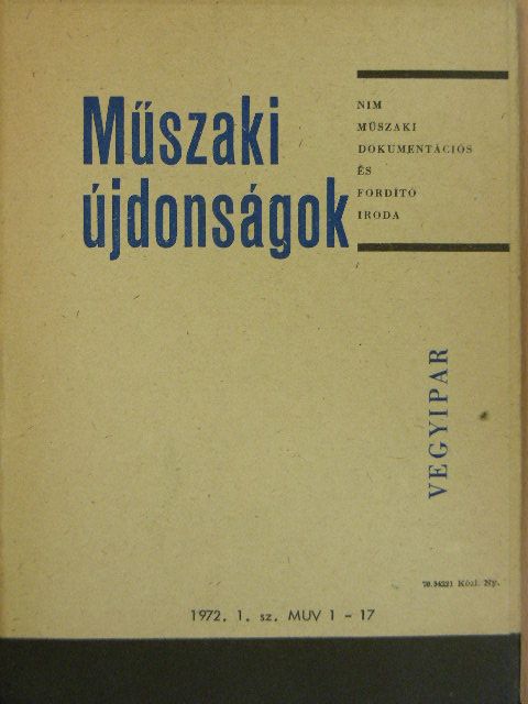 Borlai Oszkár - Műszaki Újdonságok 1972/1. MUV 1-17 [antikvár]