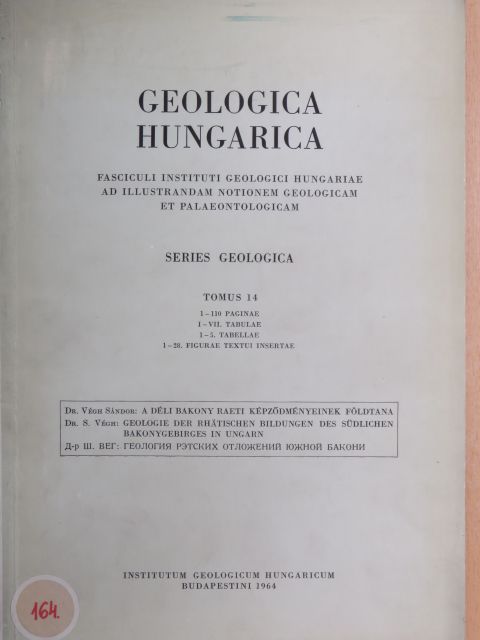 Dr. Végh Sándor - Geologica Hungarica - Series Geologica  [antikvár]