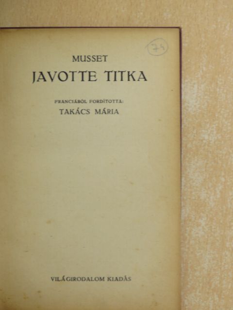 Musset - Javotte titka [antikvár]