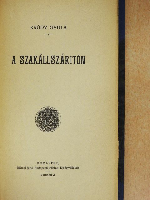 Krúdy Gyula - A szakállszáritón [antikvár]