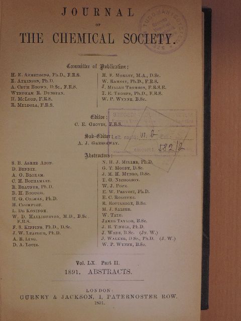 A. G. Bloxam - Journal of the Chemical Society 1891/II. [antikvár]