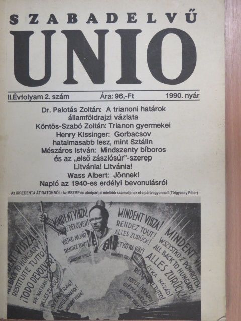 Bartos Aranka - Szabadelvű unio 1990. nyár [antikvár]
