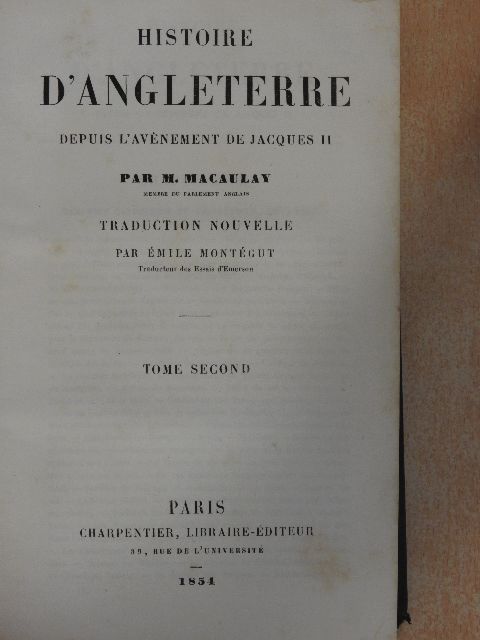 M. Macaulay - Histoire d'Angleterre II. (töredék) [antikvár]