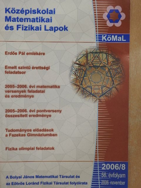 Bereczkiné Székely Erzsébet - Középiskolai Matematikai és Fizikai Lapok 2006. november [antikvár]