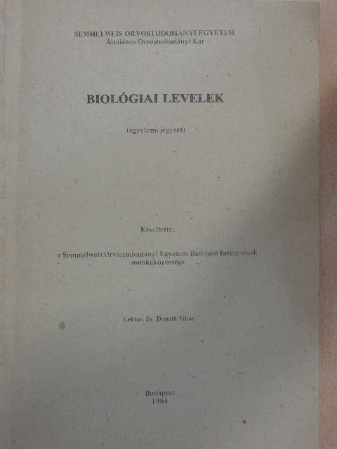 Biológiai levelek [antikvár]