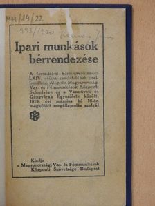 Ipari munkások bérrendezése [antikvár]