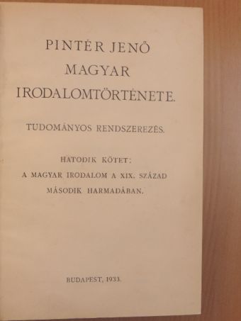 Pintér Jenő - Pintér Jenő magyar irodalomtörténete VI. (töredék) [antikvár]