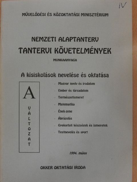 Nemzeti alaptanterv tantervi követelmények munkaanyaga [antikvár]