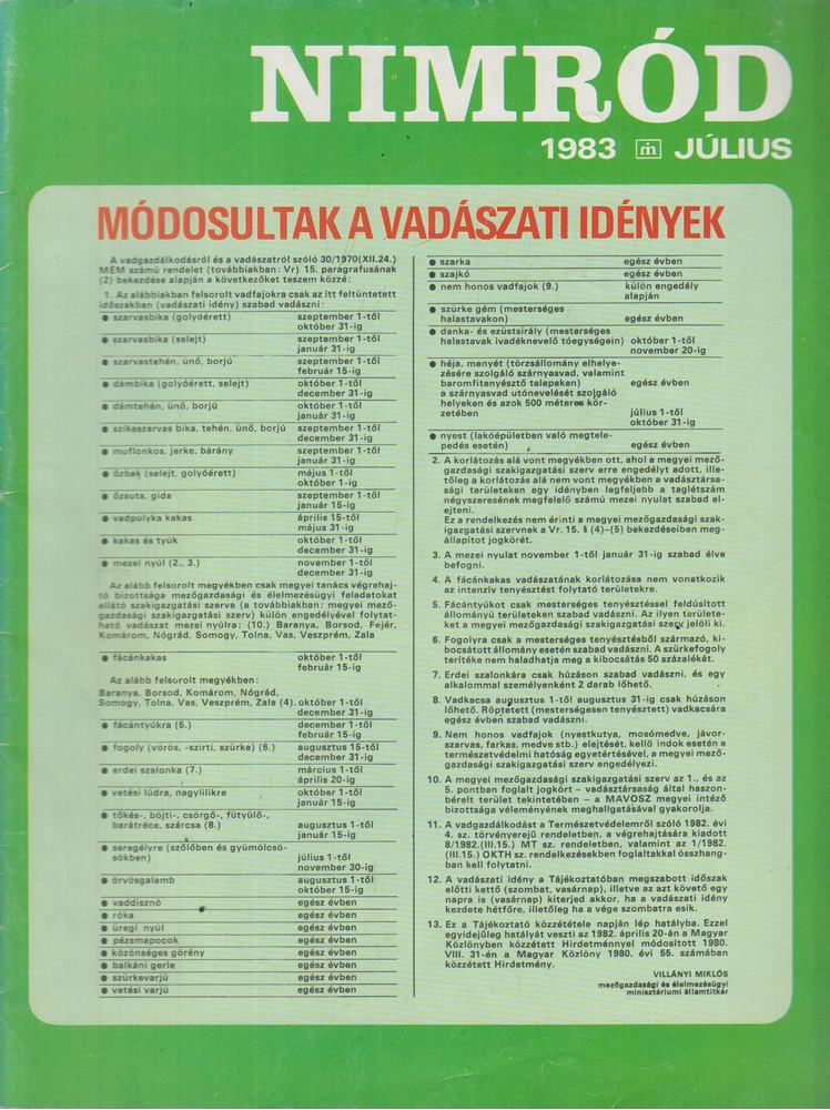 Csekó Sándor - Nimród 1983. Július [antikvár]