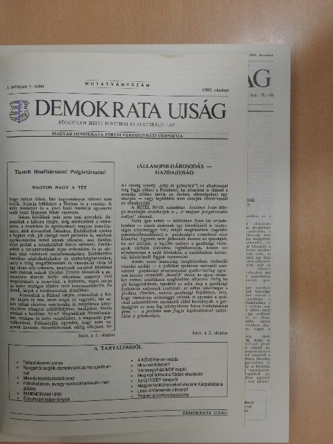 Czene István - Demokrata Ujság 1989, 1990, 1991, 1992, 1993 (vegyes számok) (26db) [antikvár]