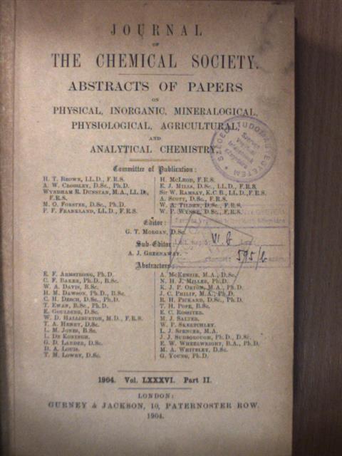 A. McKenzie - Journal of the Chemical Society 1904/II. [antikvár]