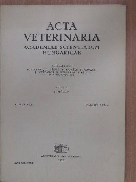 A. Ványi - Acta Veterinaria Tomus XXII, Fasciculus 4. [antikvár]