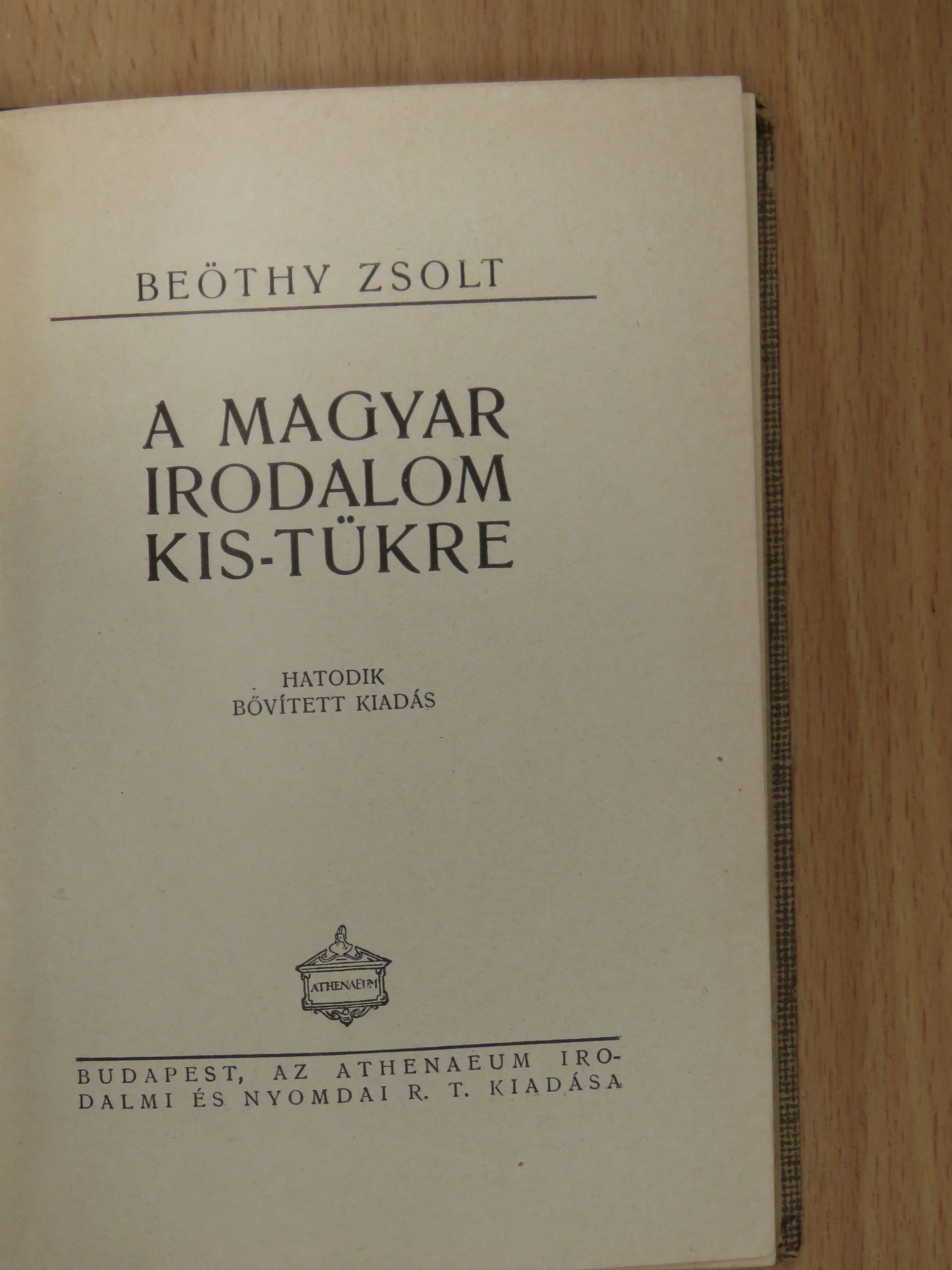 Beöthy Zsolt - A magyar irodalom kis-tükre [antikvár]