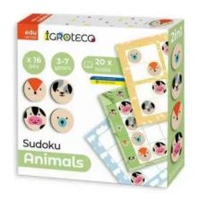 Sudoku logikai játék fából - 16 db-os, állatok