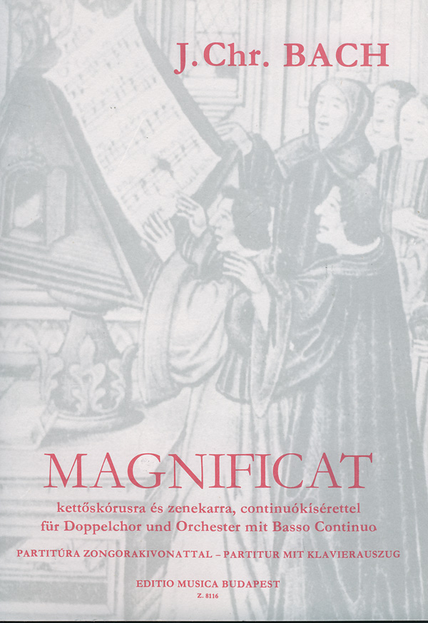 BACH,J.CHR. - MAGNIFICAT KETTŐSKÓRUSRA ÉS ZENEKARRA,CONT.KÍSÉRETTEL,PARTITURA ZONG.KIVONA
