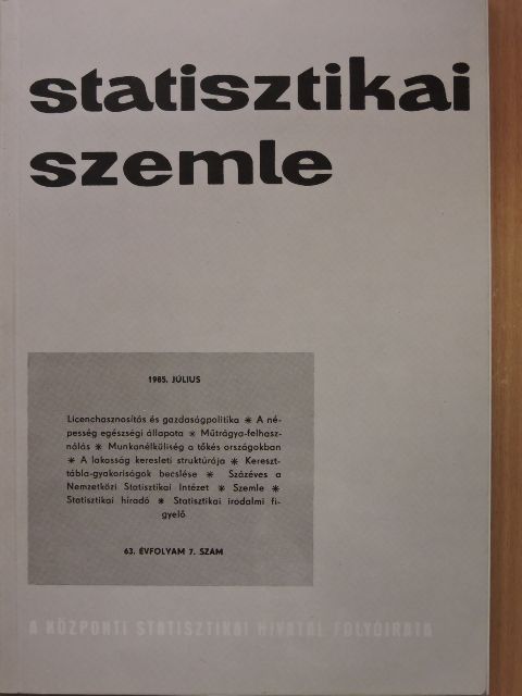 Beedel K. - Statisztikai Szemle 1985. július [antikvár]