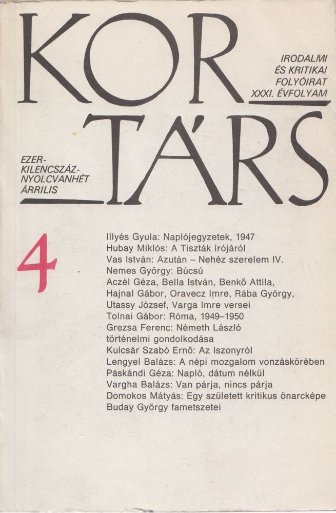 SZÁRAZ GYÖRGY - Kortárs 1987 április 4. [antikvár]