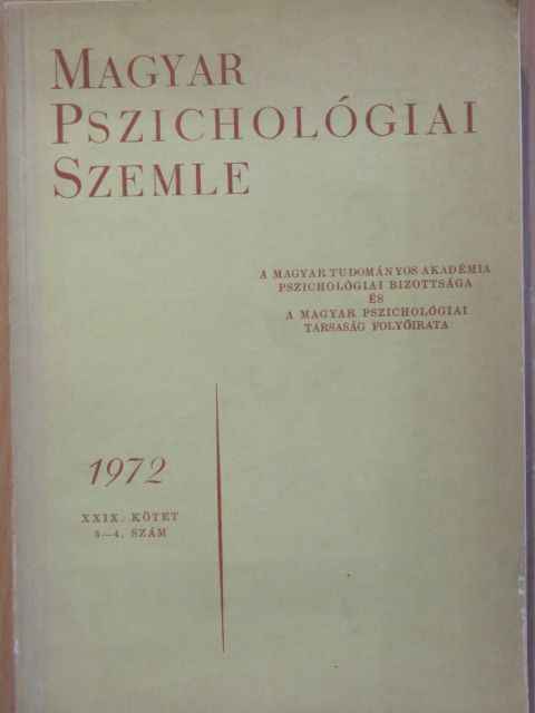 A. A. Bratko - Magyar Pszichológiai Szemle 1972/3-4. [antikvár]