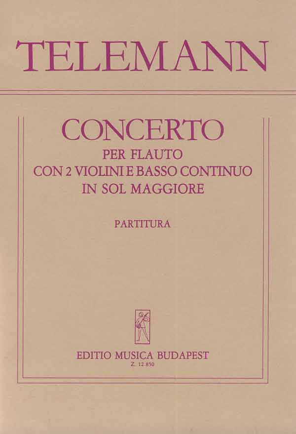 TELEMANN,G.PH. - CONCERTO PER FLAUTO CON 2 VIOLINI E BASSO CONT.IN SOL MAGGIORE,PARTITURA