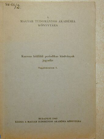 Kurrens külföldi periodikus kiadványok jegyzéke [antikvár]
