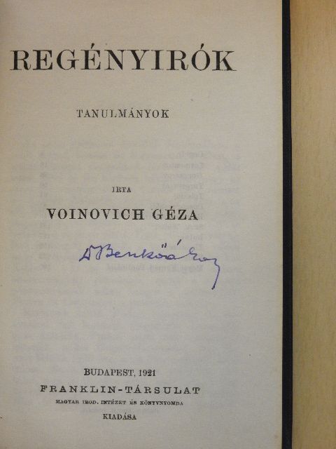 Voinovich Géza - Regényirók [antikvár]