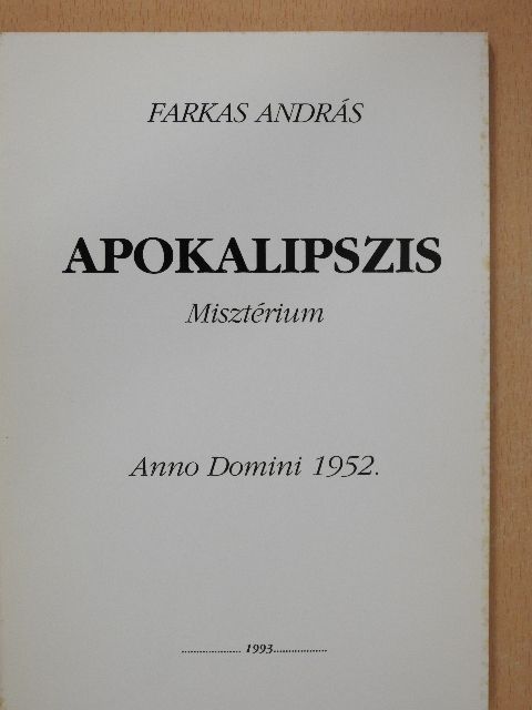 Farkas András - Apokalipszis (dedikált példány) [antikvár]
