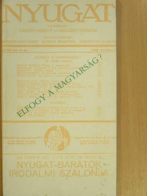 Babits Mihály - Elfogy a magyarság? [antikvár]