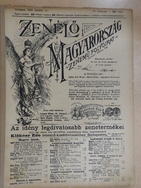 Braunhoffner Ferencz - Zenélő Magyarország 1899. október 15. [antikvár]