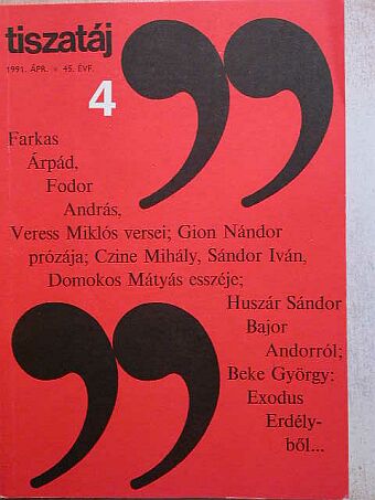 A. Gergely András - Tiszatáj 1991. április [antikvár]
