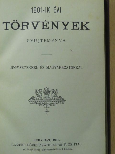 1901-ik évi törvények gyüjteménye [antikvár]