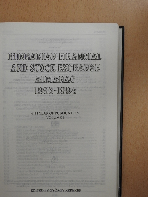 Dr. Asztalos László - Hungarian Financial and Stock Exchange Almanac 1993-1994, Volume 2. [antikvár]