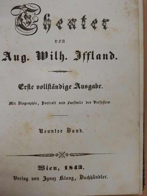 Aug. Wilh. Iffland - Theater 9. (gótbetűs) [antikvár]