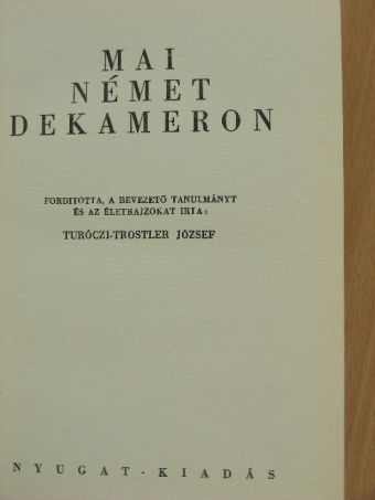 Arnold Zweig - Mai német Dekameron [antikvár]