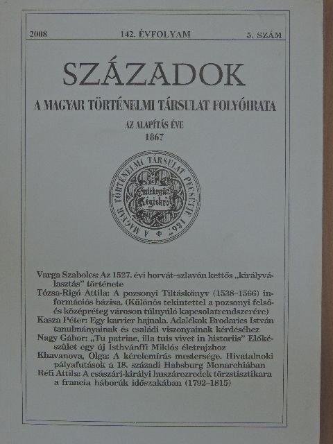 Bagi Zoltán - Századok 2008/5. [antikvár]