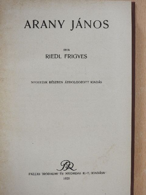 Riedl Frigyes - Arany János [antikvár]