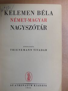 Kelemen Béla - Német-magyar nagyszótár [antikvár]