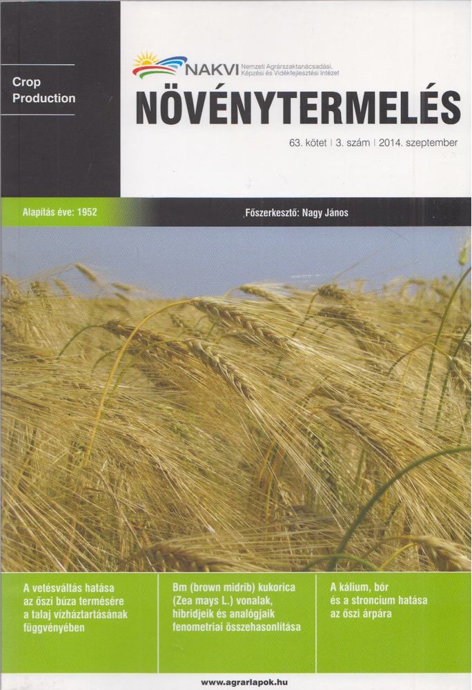Nagy János (főszerk.) - Növénytermelés 2014. szeptember [antikvár]