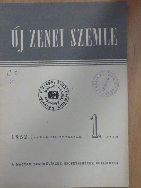Kozma Erzsébet - Új Zenei Szemle 1952. január [antikvár]