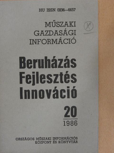 Barta Judit - Beruházás-Fejlesztés-Innováció 1986/20. [antikvár]
