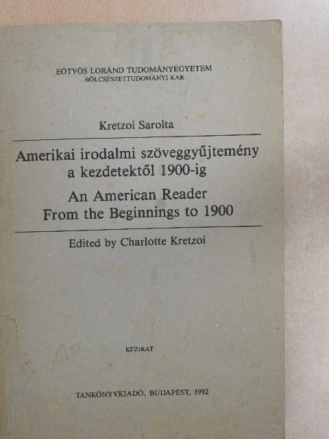 Edward Taylor - Amerikai irodalmi szöveggyűjtemény a kezdetektől 1900-ig [antikvár]