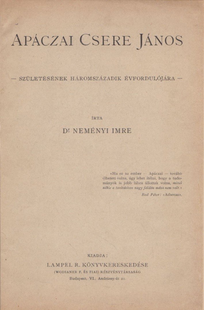Neményi Imre - Apáczai Csere János [antikvár]