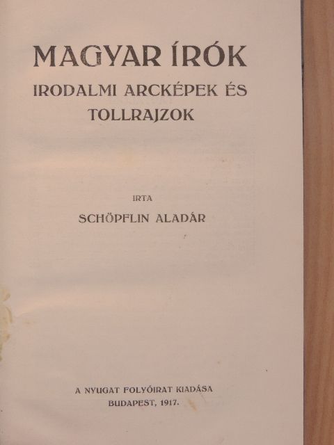 Schöpflin Aladár - Magyar írók [antikvár]