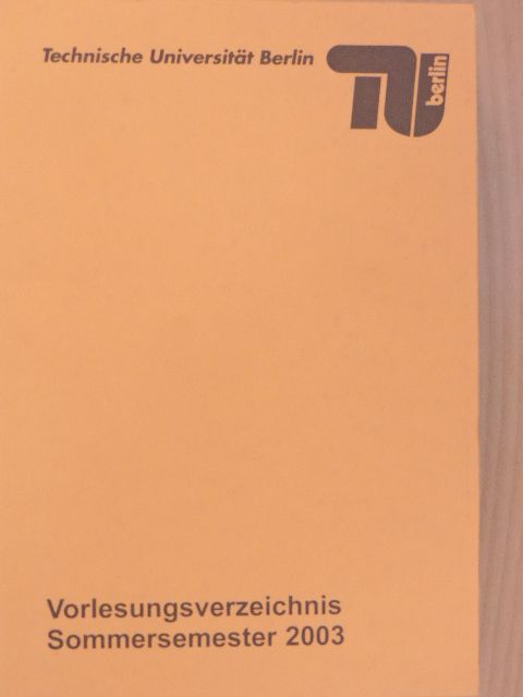 Vorlesungsverzeichnis Sommersemester 2003 [antikvár]