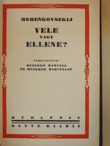 Mereskovszkij - Vele vagy ellene? [antikvár]