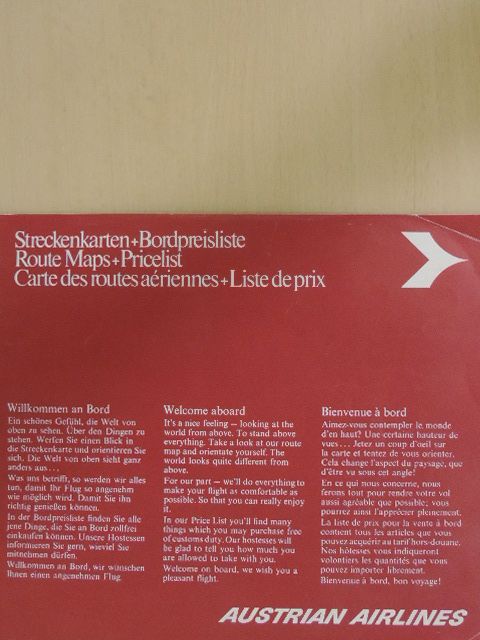 Streckenkarten+Bordpreisliste/Route Maps+Pricelist/Carte des routes aériennes+Liste de prix [antikvár]