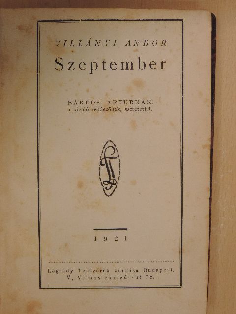 Villányi Andor - Szeptember [antikvár]