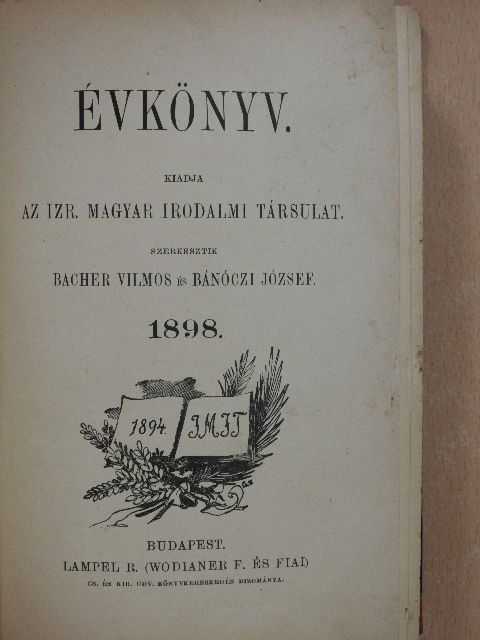 Acsády Ignácz - Évkönyv 1898. [antikvár]